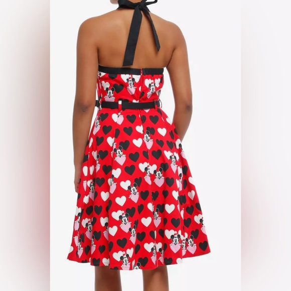 Her Universe Disney Mickey Mouse & Minnie Mouse Hearts Retro Halter Dress - Picture 3 of 4